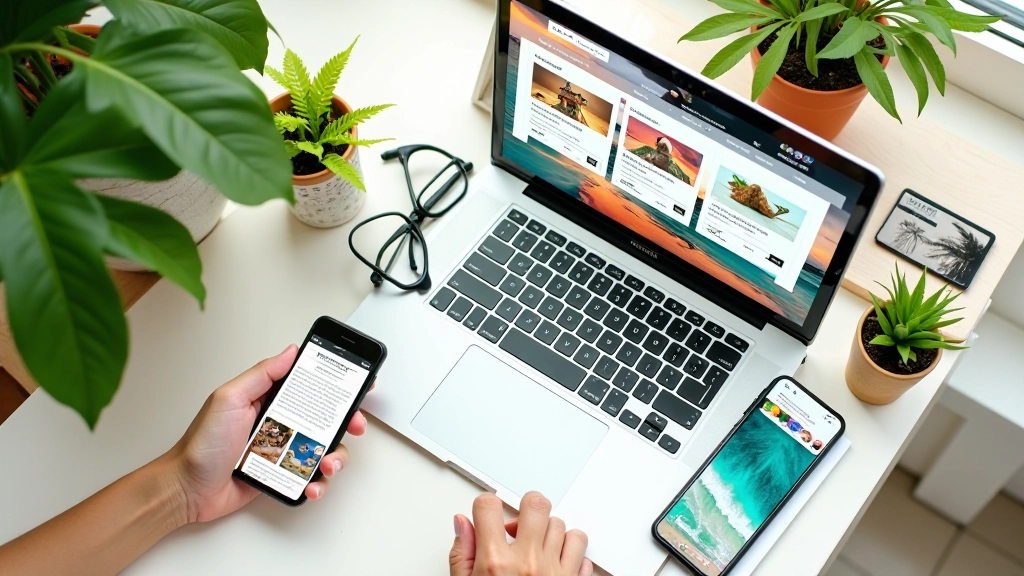 Multiple mobile devices displaying same tropical colour palette showing colour variations across screens